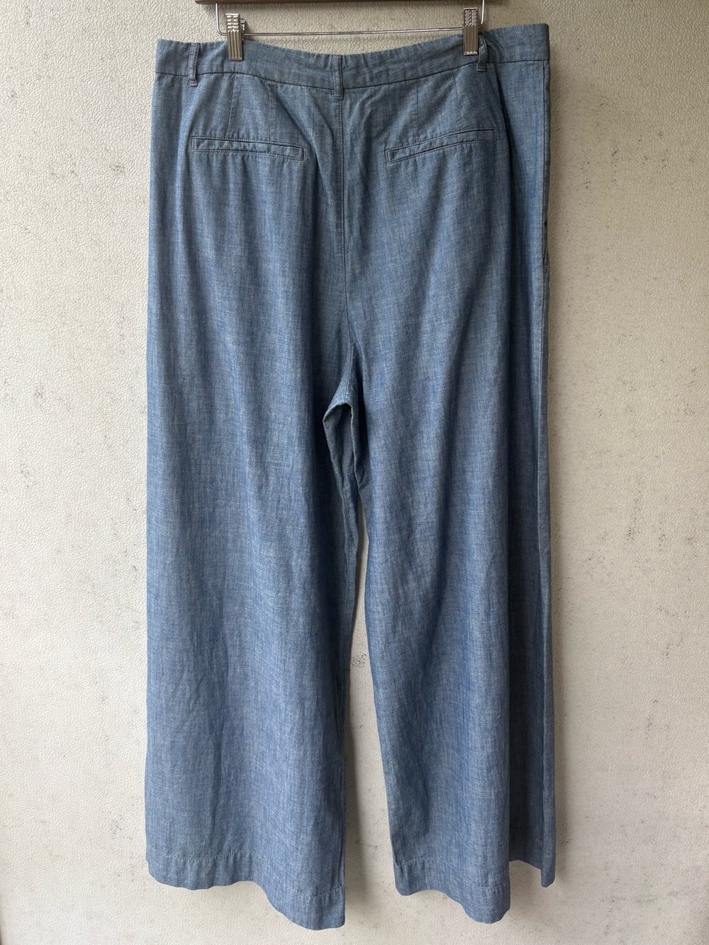 Lauren Ralph Lauren Chambray Pleated Wide Leg Pants 16 High Rise Cotton - Picture 6 of 13